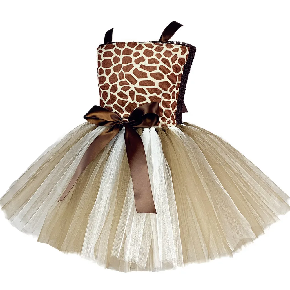 1Set Giraffe Girls Tutu Dress Outfit Zoo Animal Kid Christmas Costumes Toddler Baby Girl Performance Birthday Jungle Party Dress cosplay costume kids girls dress animal tutu skirt outfit