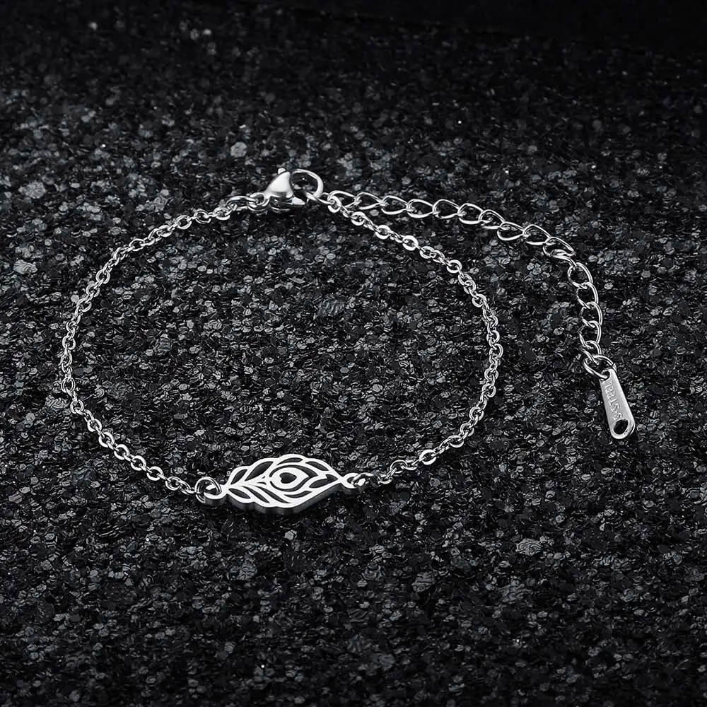 AAAAA качество 100% нержавеющая сталь павлин браслет с подвеской в виде пера для