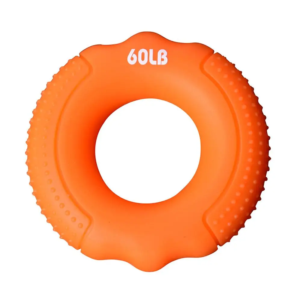 Silica Gel Portable Hand Grip Gripping Ring Carpal Expander Finger Trainer Grip Strength Rehabilitation Pow Stress Ring Ball - Color: Orange