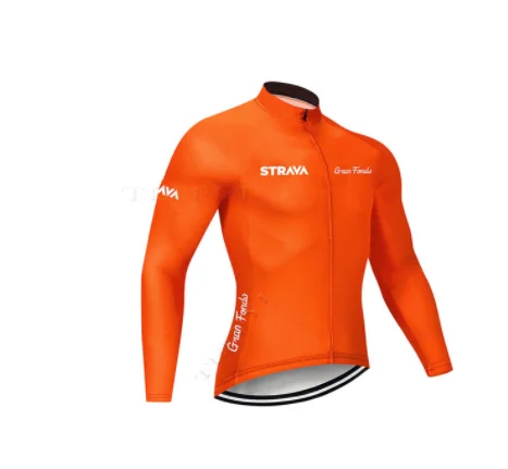 STRAVA осень с длинным рукавом Джерси костюм брюки нагрудник костюм Джерси Горный велосипед Униформа мужская одежда - Цвет: Армейский зеленый