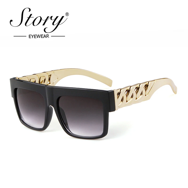 Модные солнцезащитные очки STORY 2019 в стиле хип хоп с золотистой металлической