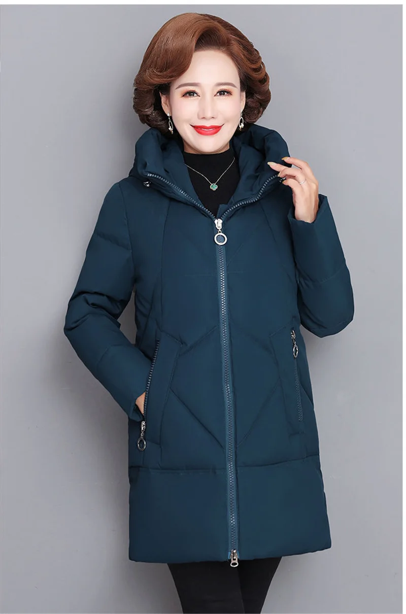 2025 New Winter Padded Jacket Mother Mid-Aged and elderly female Long Cotton-Padded Jacket Thick Parkas Mother Down Cotton Coat