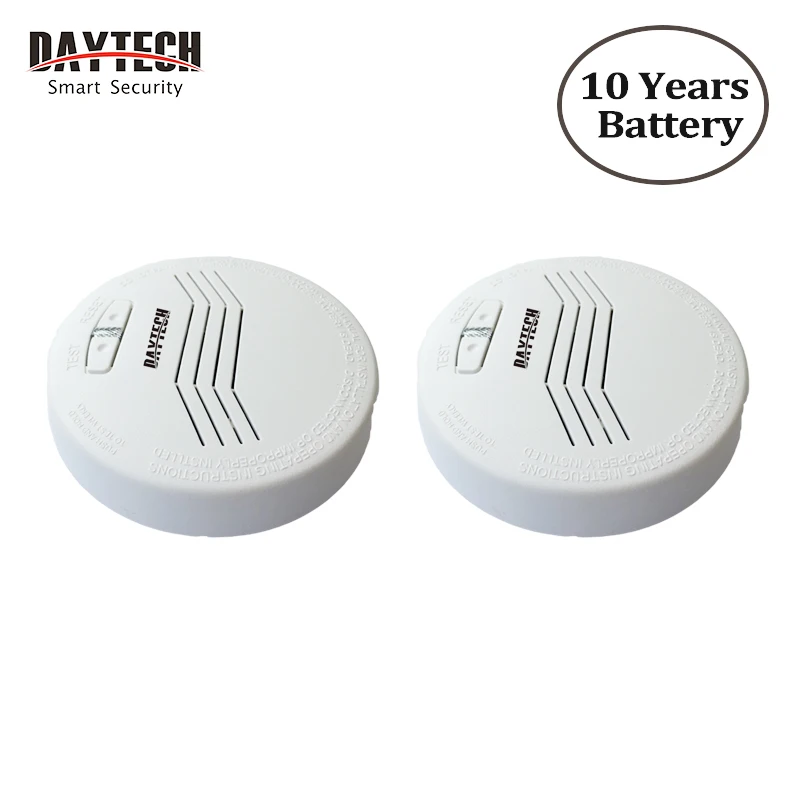 2PCS DAYTECH беспроводной Аккумулятор для детектора дыма фотоэлектрический дымовой пожарной сигнализации 433 МГц 80 дБ может работать с DAYTECH домашней сигнализации - Цвет: 2PCS