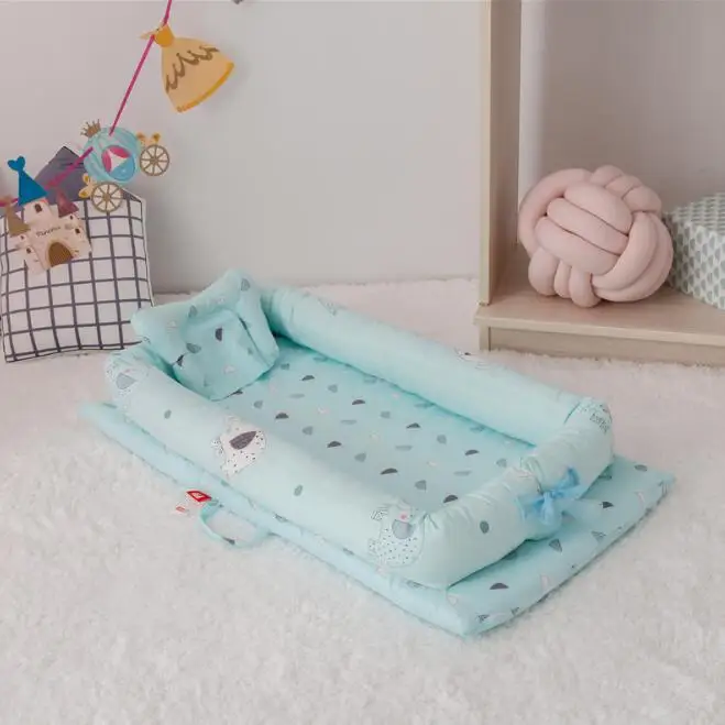YHM013I Crib Sleeping Bumpers baby Portable Crib baby sleep cotton Cot protection pad cartoon Printing kids bed - Цвет: YHM013I