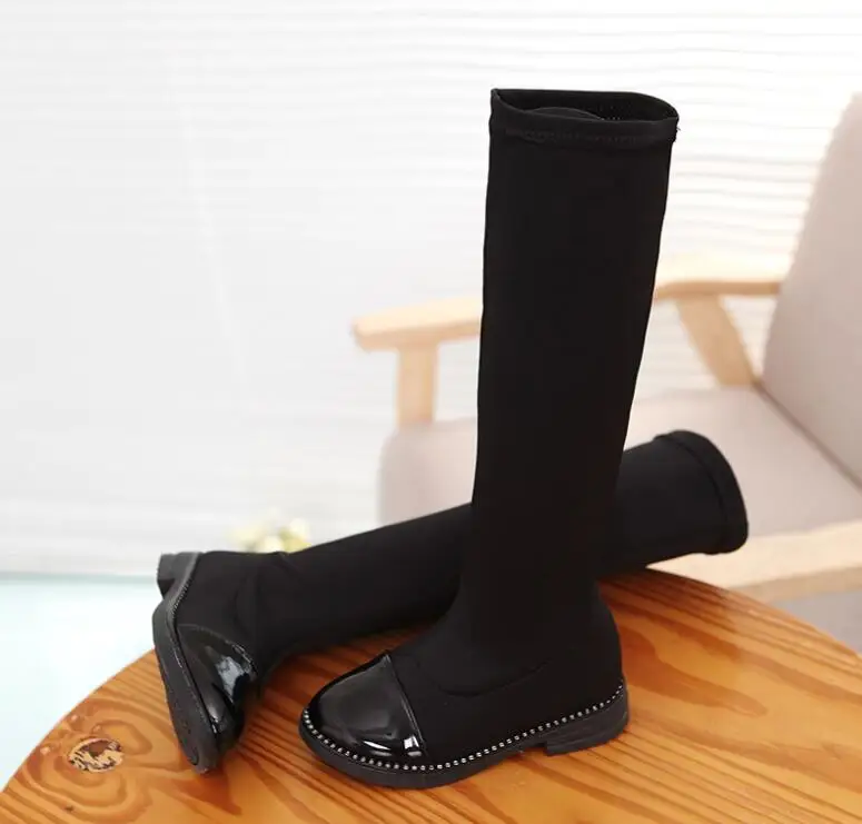 Новые осенне-зимние сапоги выше колена для девочек высокие сапоги для больших детей модные детские сапоги Зимняя Детская Обувь