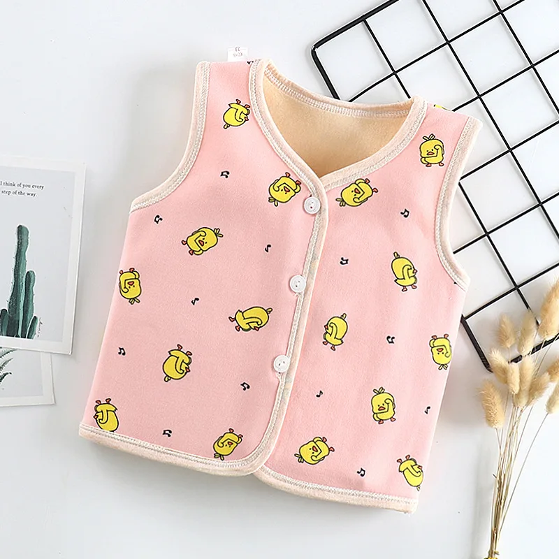 pink duck Зимний жилет для малышей флисовый жилет для детей от 1 до 4 лет, верхняя одежда для малышей теплый детский жилет куртка для мальчиков зимняя одежда для маленьких девочек - Цвет: pink duck