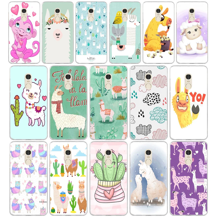 317FG Cute Llama Alpaca Animals Cartoon Soft Silicone Tpu Cover phone Case for xiaomi redmi 7 7a note 4A 4X 6 Pro 6A | Мобильные