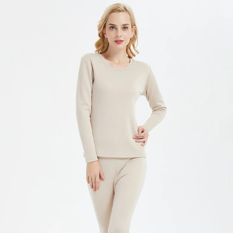 Silk Plush warm underwear suit thick Plush cold-proof round collar ladies underwear clothes and trouser birdtree LVFAN ZC0011