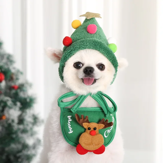 Dog Christmas Bandana Santa Hat Dog Scarf Triangle Bibs Kerchief Christmas Costume Outfit For Small Medium Large Dogs 1