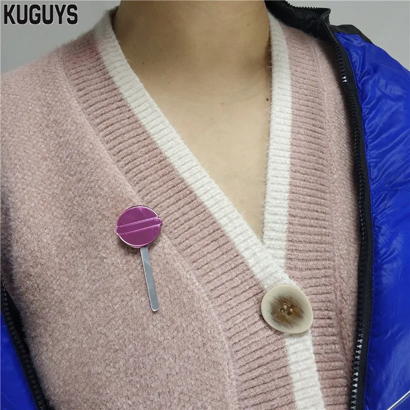 KUGUYS Spiegel-Acryl-Broschen in Rosa Lollipop-Optik für Damen, Niedliche Süßigkeiten-Schmuckstücke, Kragen- und Taschenpins, Trendige Anstecknadeln und Accessoires – Detail 2