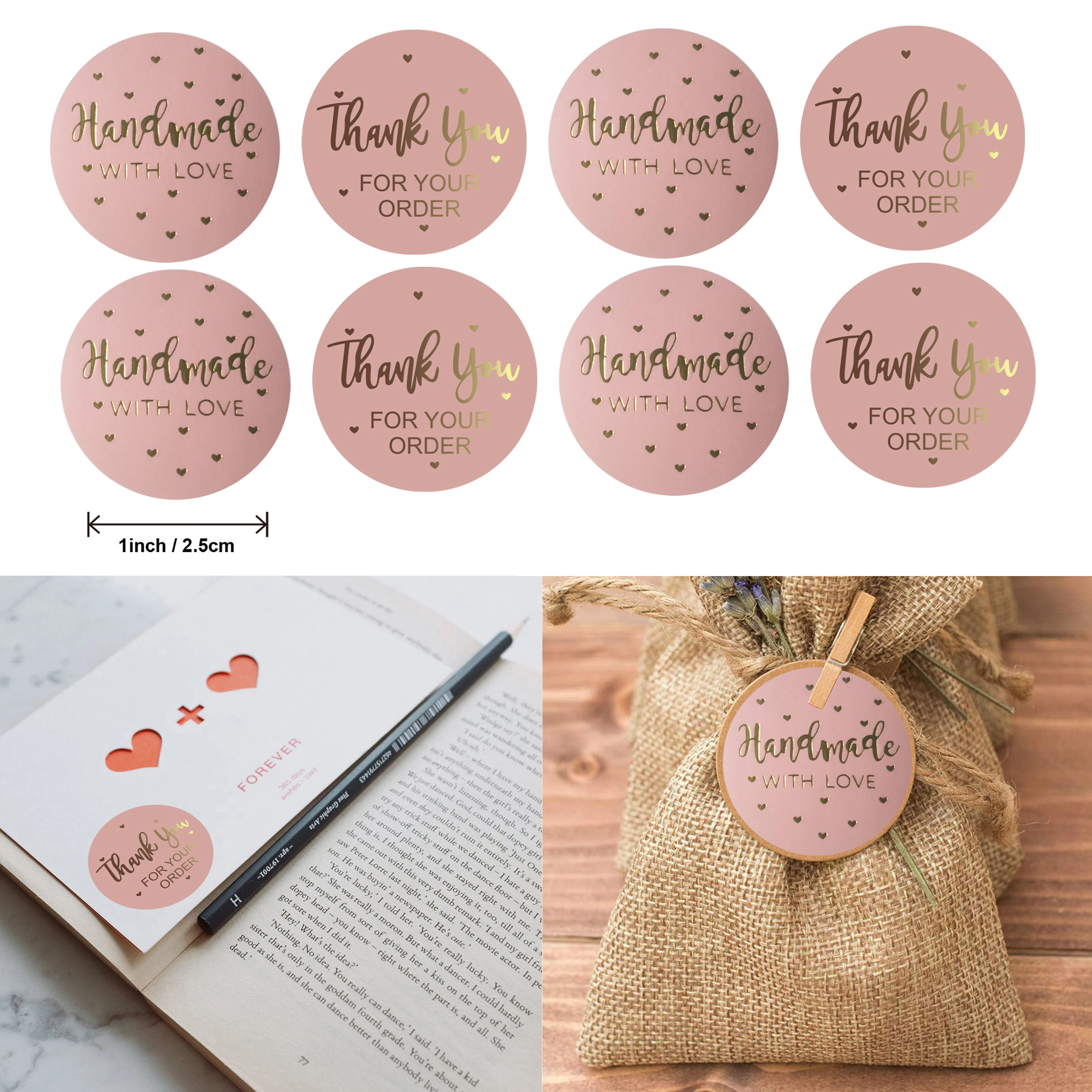 500pcs Cute Pink Thank You For Your Order Sticker Heart Handmade Sticker Gift Bag Diy Decoration Labels Assorted Stickers Aliexpress