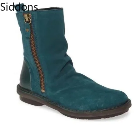 

Ankle Boots for Women Vintage Zip Faux Suede Shoes Gladiator Chaussure Ladies Booties Casual Big Size Botas Mujer Invierno D28
