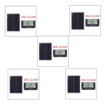 

Black 18V20W Solar Panels + 12V/24V Solar Controller With USB Interface