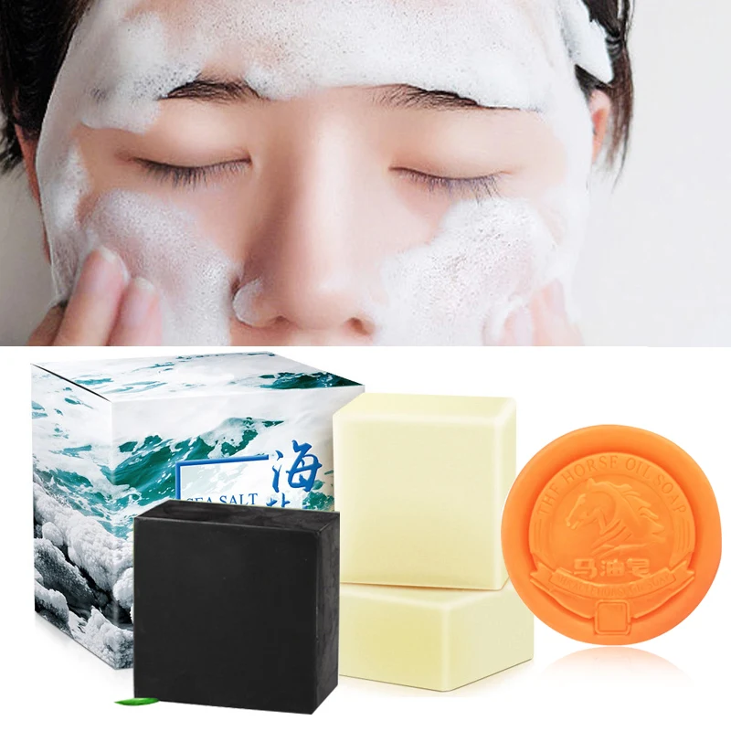 Угляручной мыло для умывания лица Мыло морская соль удаления прыщей поры акне