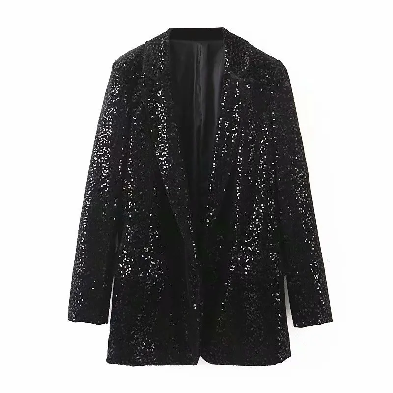 black blazer SheMujerSky женский черный блейзер с длинным рукавом Femme Женское пальто - Цвет: black blazer