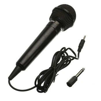 

Universal 3.5mm Wired Microphone Protable Public Transmitter KTV Karaoke Recording Microphone with Adapter Black Silver