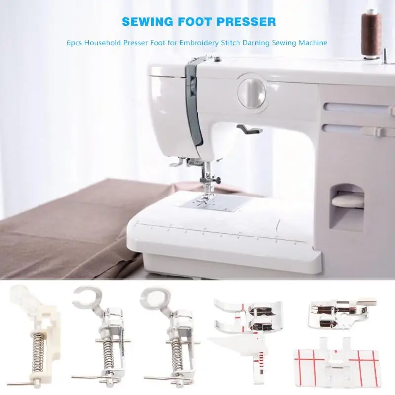 Швейная машина бытовая вышивка пресс er ножной стежок аксессуары для штопки шесть наборов многофункциональный ножной пресс 4x3x0,5 см