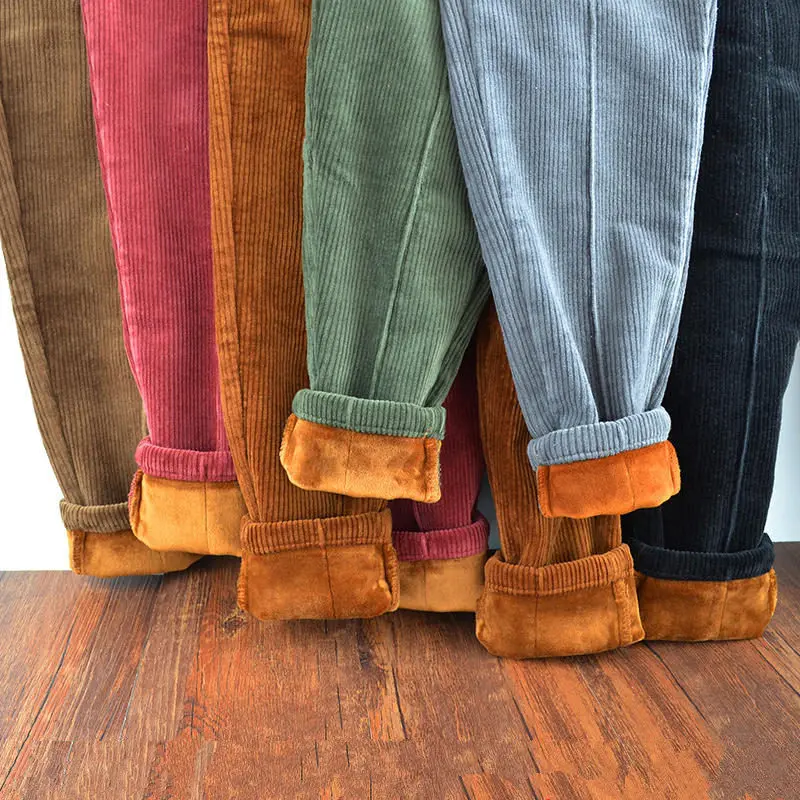 Винтажные вельветовые брюки с высокой талией, женские вельветовые повседневные вельветовые брюки, уличная одежда большого размера, свободные вельветовые брюки для женщин, Q1872
