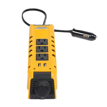 

150W Car Power Inverter with 3 US Outlets Socket Flame Retardant Plastic DC12V to AC110V Dual USB Charging Ports Adapter