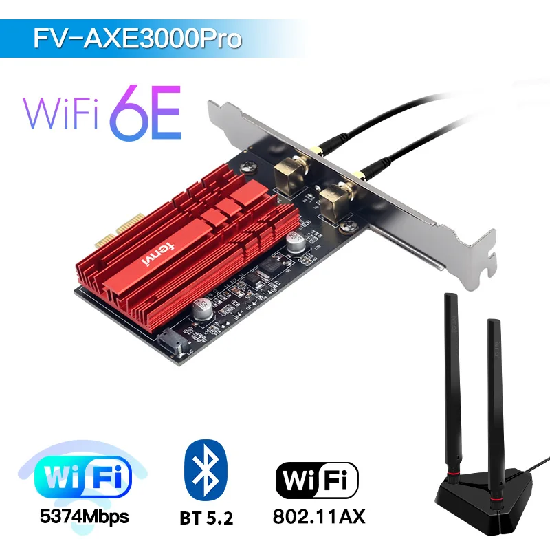 best wifi adapter for pc Fenvi FV-AXE3000 Wi-Fi 6E AX210 Bluetooth 5.2 Wireless 5374Mbps 2.4G/5GHz/6G WiFi 802.11AX/AC PCIExpress Network Card Adapter PC best usb wifi adapter