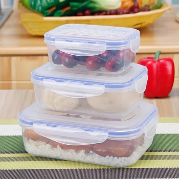 

Plastic Food Storage Box Lunch Box Container Square/Rectangle Refrigerator Preservation Kitchen Grain Sugar Nuts Storage Bin