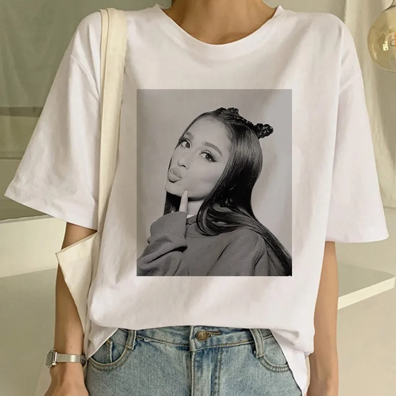 Ariana Grande, женская футболка, 7 колец, модная, Harajuku, Thank U Next, футболка, 90 s, хип-хоп, короткий рукав, Ullzang, футболка, топ, футболка, Женская - Цвет: 21866