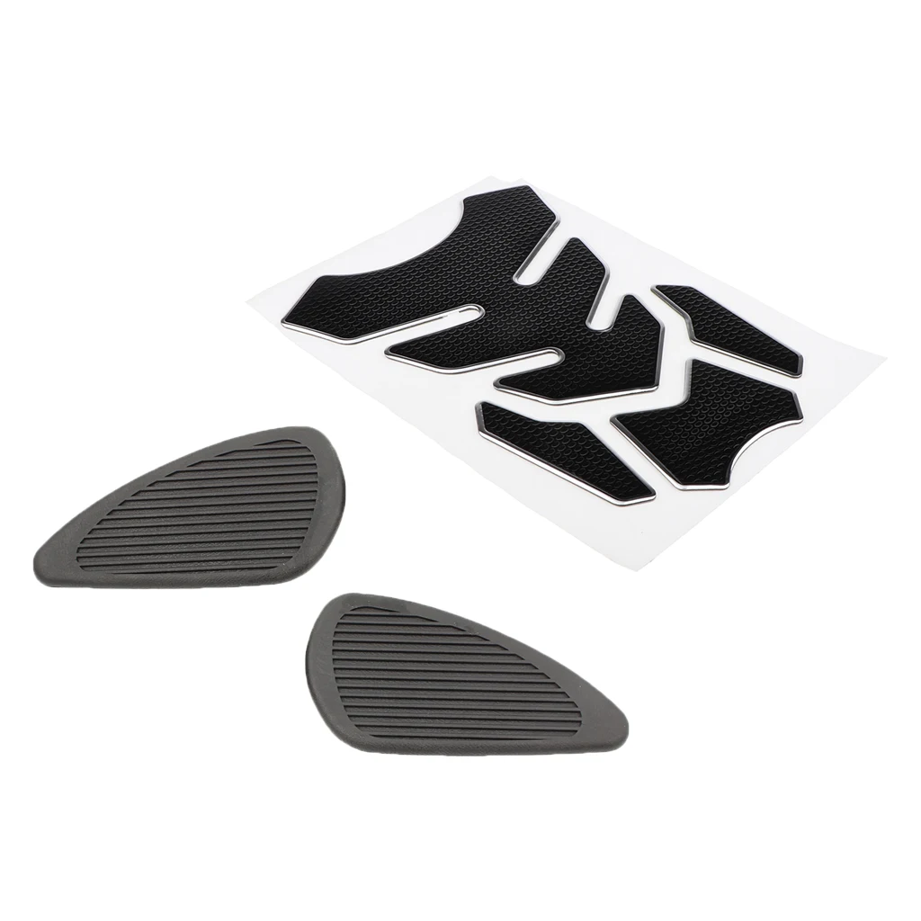 2 Set Tank Traction Pad Side Gas Knee Grip Protector & 3D Gas Cap Cover Decal Sticker for Yamaha YZF R1 2009-2014 - Black
