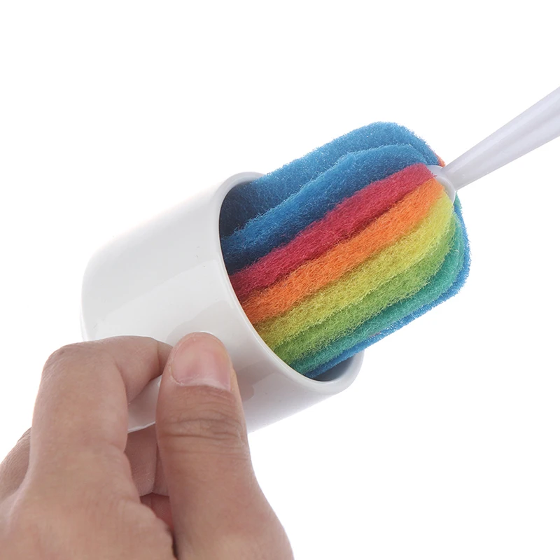 Красочная Съемная бутылка для воды кружка стеклянная моющая губка Чистящая щетка Скраб с ручкой Чистящая посуда щетка стекло