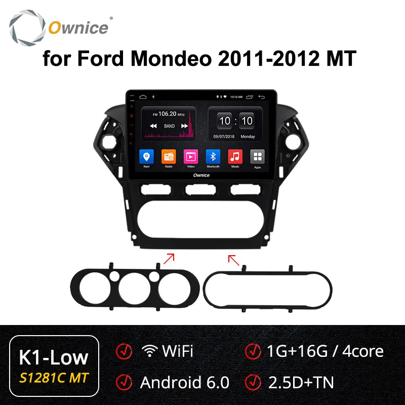 Ownice k3 k5 k6 Android 9,0 4G+ 64G 360 Panorama автомобильный dvd-плеер gps навигация радио для Ford Mondeo 2011-2012 4G DSP оптический - Цвет: S1281-1 k1 low