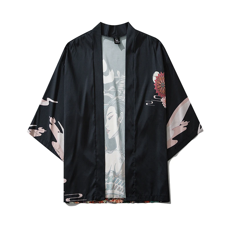 Bebovizi Japanese Style Casual Kimono Streetwear Men Women Fashion Cardigan Japan Harajuku Anime Thin Robe Clothes