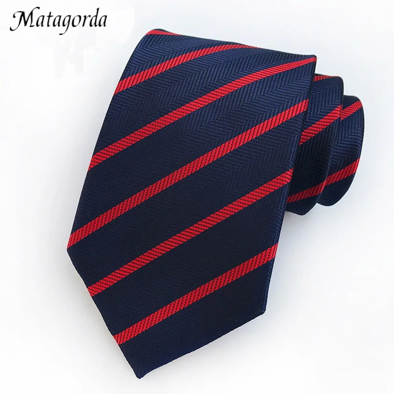 

New Man Tie Striped Necktie 100% Silk Jacquard 8CM Grid Tie Business Navy Tie Wedding Cravat Man Clothing Accessorie Neckwear