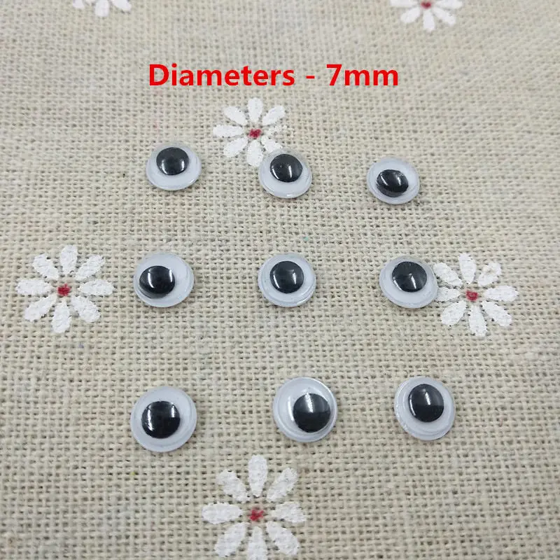 7mm 500pcs 500 шт./лот гуглые глаза стебли помпон смешанные самоклеющиеся глаза клей на DIY для игрушек куклы Wiggly Глазные яблоки Скрапбукинг аксессуары - Цвет: 7mm 500pcs
