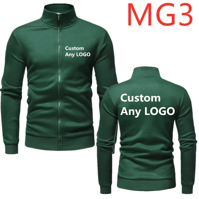 MG3, новинка, Мужская толстовка, на заказ, любой логотип, длинный рукав, стоячий воротник, готический стиль, на молнии, толстовки, мужские, Ретро стиль, Осень-зима, пальто - Цвет: White