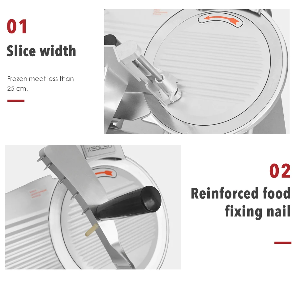 XEOLEO Electric meat slicer Frozen meat slicer Cutting meat machine Semi-automatic Beef/Lamb slice machine 10 inch Slicing Maker