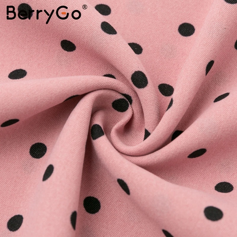 BerryGo, элегантное платье макси в горошек, женское, свободное, праздничное, для девушек, шикарное, с бантом, Платья для вечеринок, Осень-зима, рукав-фонарик, женское платье