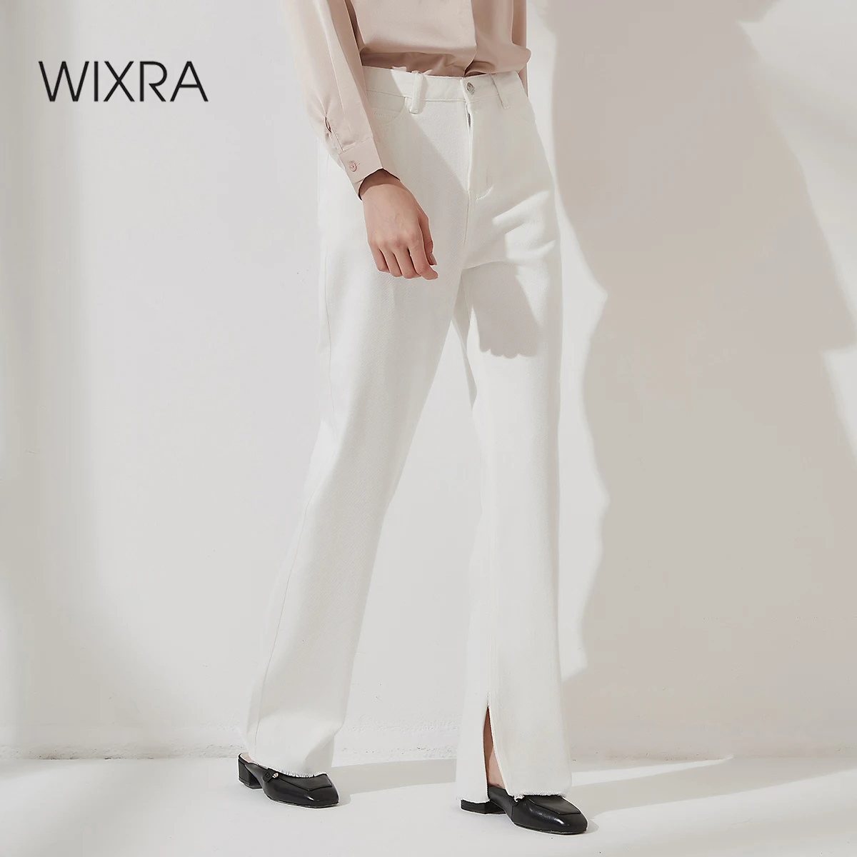 

Wixra Women 2021 New Stylish Straight Pockets Denim Pants Full Length Jeans Ladies High Street Casual Trousers