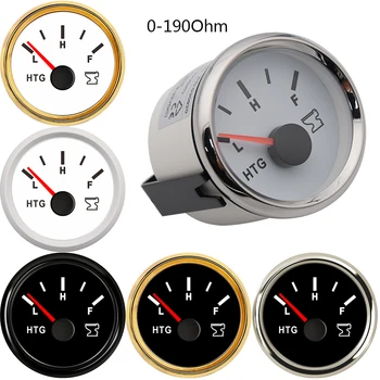 

HTG Sewage Level Gauge 52MM Boat Holding Tank Gauge 0-190Ohm With Backlight 12V/24V fit Marine Boat Car Truck E-F Tank Level