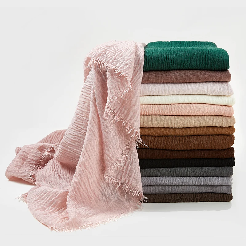 

women cotton crinkle hijab scarf femme soft cotton headscarf islamic hijab shawls and wraps Islamic Headscarf
