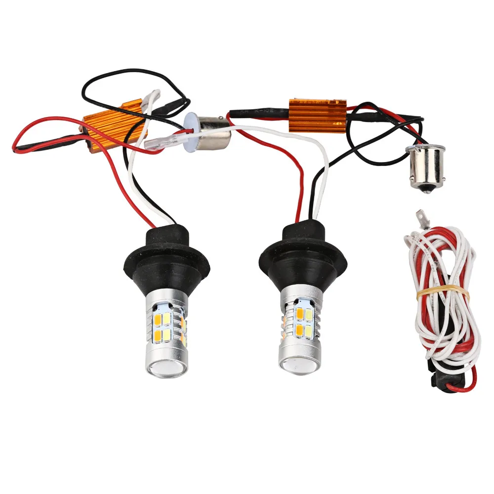 

kongyide car light 2X 1156 BA15S 35W 20SMD DRL Turn Signals Tail Reverse LED Light White/Amber led car lights exterior