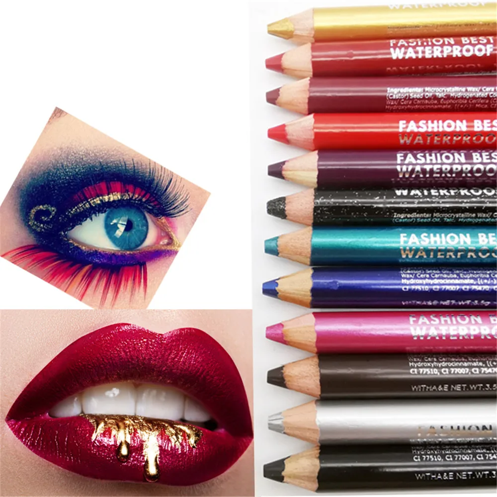 1Pc Eye Shadow Liner Pen Highlighter Waterproof Glitter Matte Eyeliner Pencil 12 Colors Long Lasting Eye Beauty Cosmetic Makeup Clothing & Accessories cb5feb1b7314637725a2e7: Black|Dark Blue|Dark Brown|Golden|pink|Plum|red|Sequined Black|Sexy Red|Silver|Sky blue|Wine Red