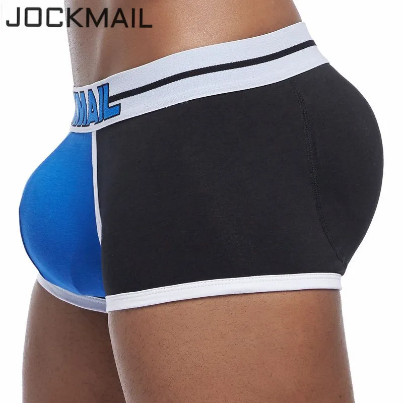 JOCKMAIL бренд спереди+ сзади Волшебные ягодицы съемные пуш-ап чашки усиление выпуклости сексуальное мужское нижнее белье Боксеры Гей Нижнее белье пенис