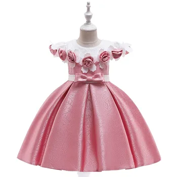 

girls rose collar dress 2020 new kids party dresses fashion cute kids Wedding dress Children clothes