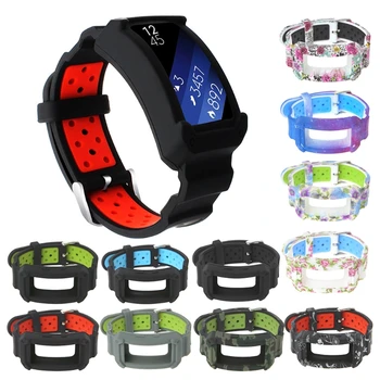 

Silicone Watchband Wrist Band Strap With Protective Frame Replacement For Samsung Gear Fit2 R360 / Fit2 Pro R365