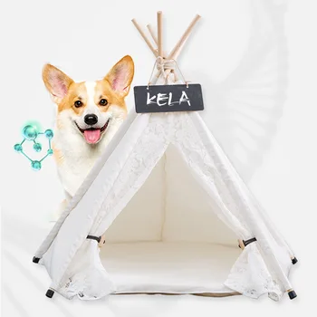 

Portable Dog Tents & Pet Houses Lace Fold Cushion Pet Tent Small Animals Bed Pet Cat Dog mat Teepee For Excursion Outdoor Indoor