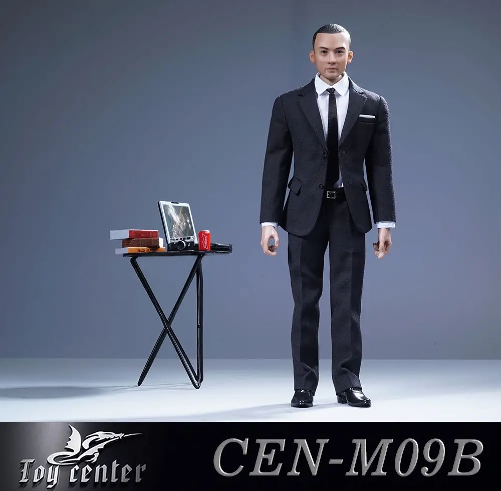 CEN-M09 1/6, черный/темно-синий мужской деловой костюм джентльмена, комплект одежды для 12 дюймов, Мужская фигурка, голова Тони