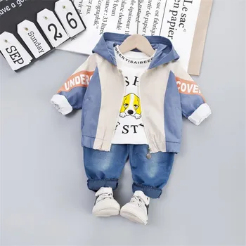 

Boys Clothes Sets Autumn Winter Fashion Baby Casual Jacket+Shirt+Pants 3Pcs Kids Cartoon Tracksuits Children Jogging Outfits