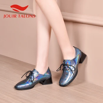 

JOUIR TALONS 2020 Brand Design Women Boots Hoof Heels Round Toe cross-tied Spring/Autumn Office Lady Women Shoes