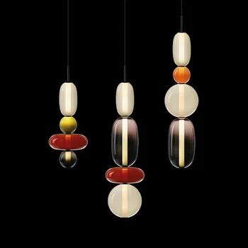 

Creative Postmodern LED Pendant Light Designer Bedroom Bedside Multicolored Glass Pendant Lamp Living Room Restaurant Fixtures