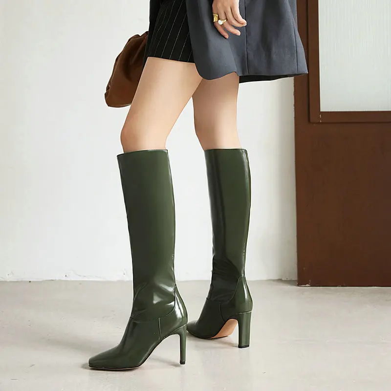 Plus Size 34-43 Women Knee High Boots New Design Fur Warm Winter Fashion High Heel Botas Footwear women knee boots