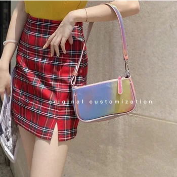 

New Fashion Hit Colour Women Baguette Handbags High Quality PU Leather Ladies Small Underarm Bags Rainbow Colors Female Purse